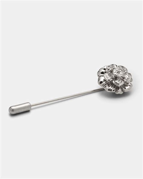 Metal Polished Flower Lapel Pin Silver Lapel Pins Politix