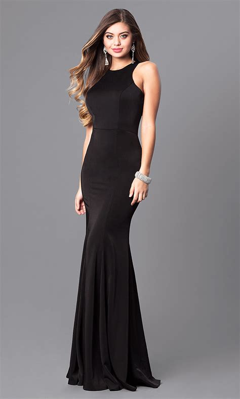 Find great deals on ebay for long dress for women. Racerback Jersey Prom Dress with High Neck -PromGirl