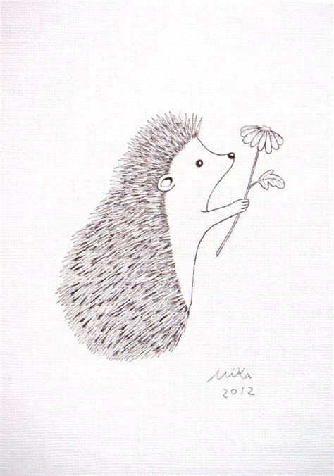Hedgehog T Hedgehog Drawing Hedgehog Print Black And White Etsy