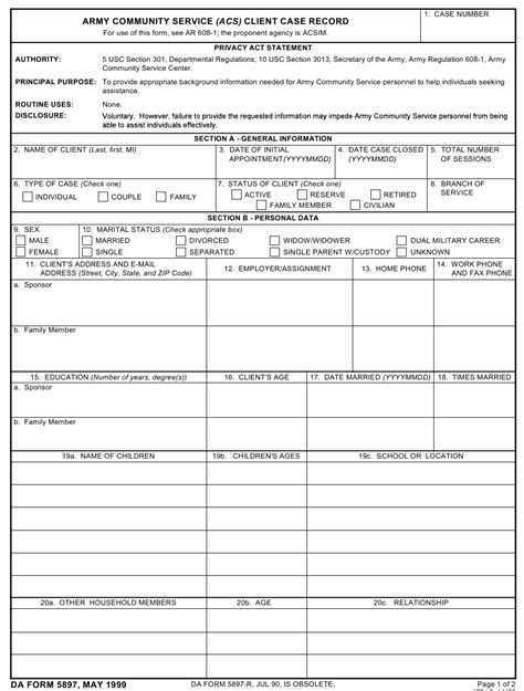 Da Form 5897 Download Fillable Pdf Or Fill Online Army Community