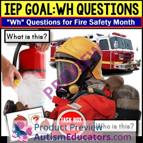 Fire Safety Activities Wh Questions With Pictures Task Box Filler For