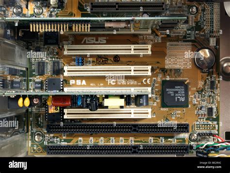 Agp And Pci Slots On A Motherboard Of Pc Inside Computer With Agp Slot