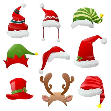 Premium Vector Cartoon Christmas Santa Hats