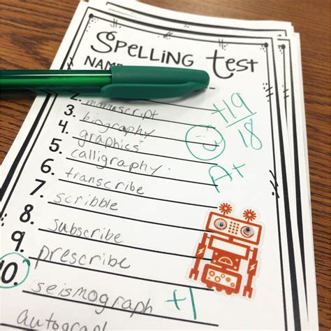Spelling Test Template 25 Words Free