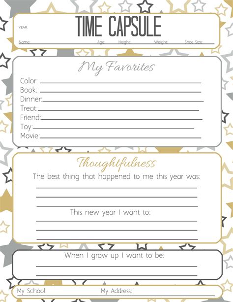 New Years Time Capsule Printable Questionnaire For Kids New Years Eve