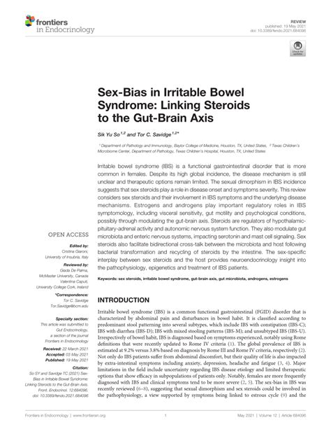 Pdf Sex Bias In Irritable Bowel Syndrome Linking Steroids To The Gut Brain Axis