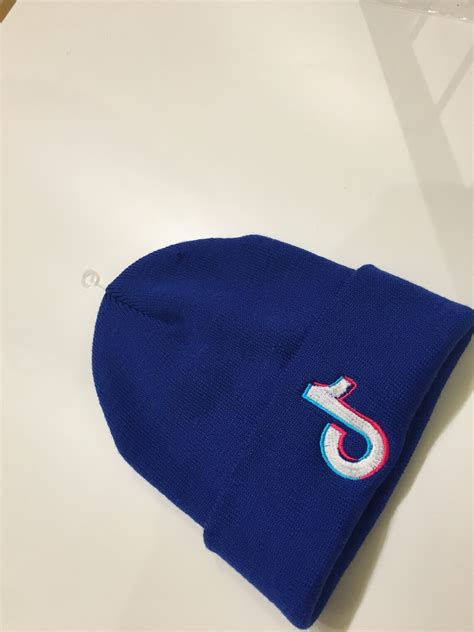 Embroidered Royal Blue Beanie Hat With Tiktok Logo Etsy