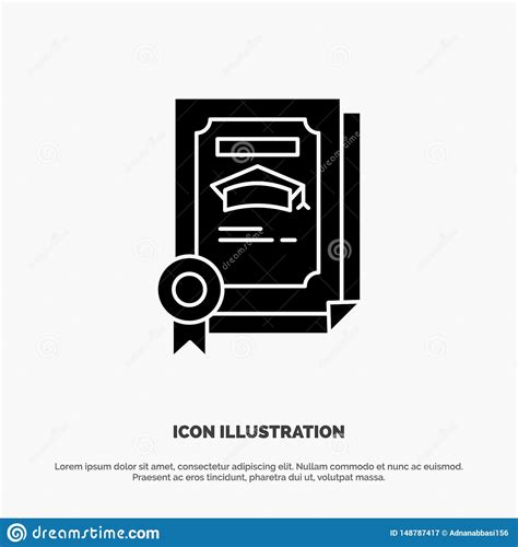 Degree Achievement Certificate Graduate Solid Glyph Icon Vector