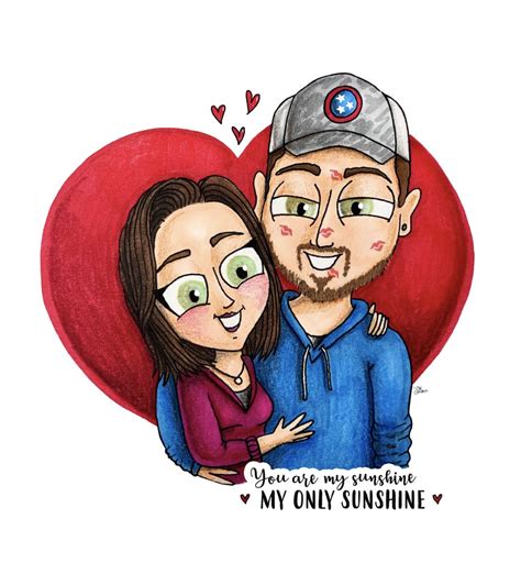 Couple Custom Portrait Illustration Drawing Valentines Love Portrait