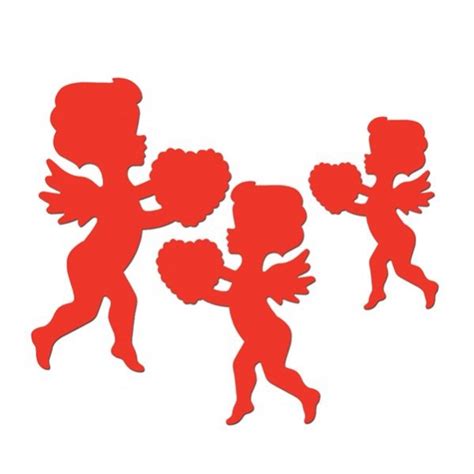 Red Valentines Day Cupid And Heart Cutouts Pack Of 6