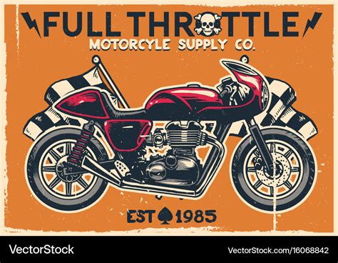 Vintage Cafe Racer Motorcycle Poster Royalty Free Vector