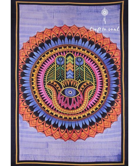 Hamsa Hand Tapestry In Third Eye Mandala Craft To Soul