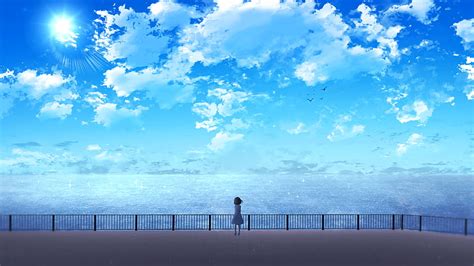 Anime Original Girl Ocean Sea Sky Hd Wallpaper Peakpx