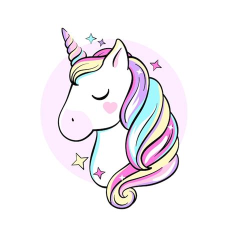 Premium Vector Unicorn Head With Rainbow Mane Cute Cartoon Style