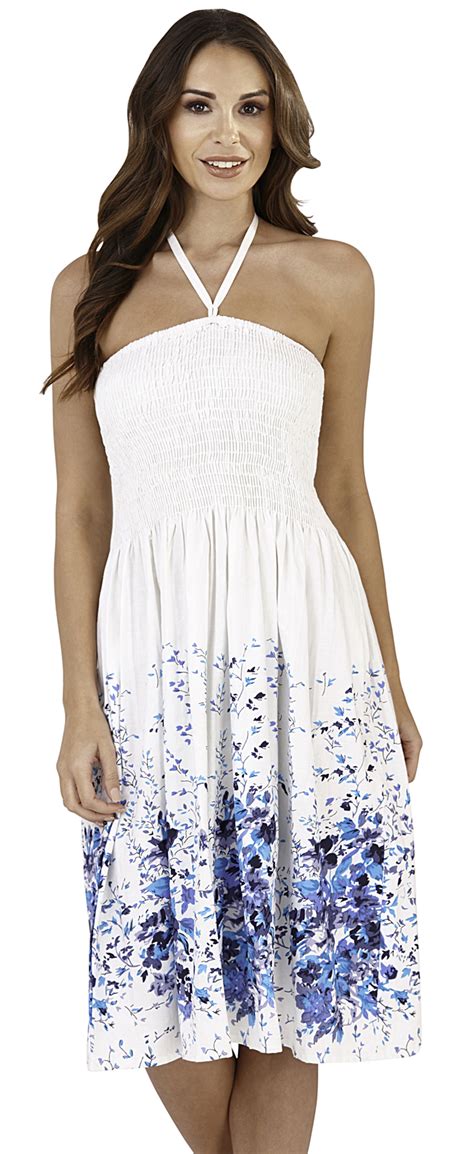 ladies floral casual summer dress 2 in 1 strapless sun dress bandeau sundress ebay