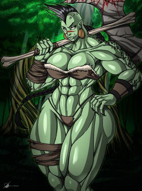 Muscled Female Orc Pic Female Orcs With Axes Luscious
