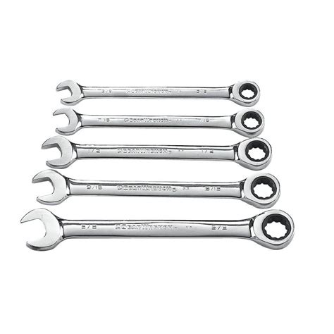 Gearwrench Combination Ratcheting Wrench Set 5 Piece Sae Hand Tool Open