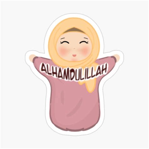 Alhamdulillah Cute Hijabi Sticker For Sale By Merakiefa Cute Laptop