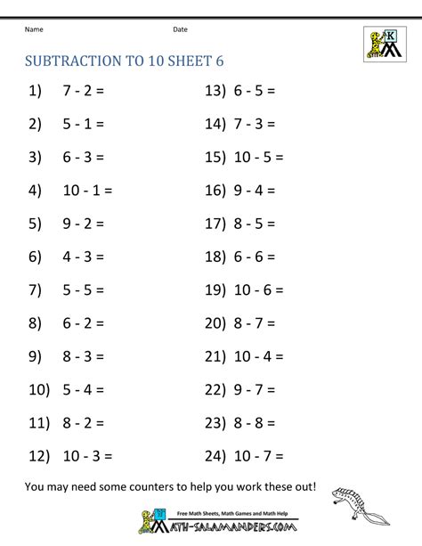 Subtraction Worksheets Free Printable Printable World Holiday