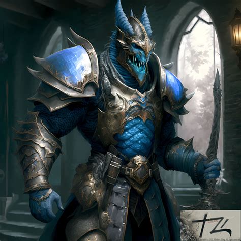 Blue Dragonborn Paladin Noble By Taggedzi On Deviantart