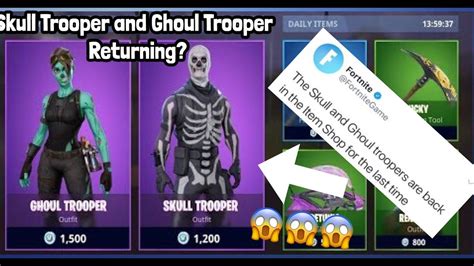 The ghoul trooper skin is an epic fortnite outfit. SKULL TROOPER AND GHOUL TROOPER RETURNING TO ITEM SHOP ...