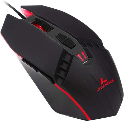 Lycander Gaming Mouse Wired Optical Usb Mice With Adjustable Dpi Up To