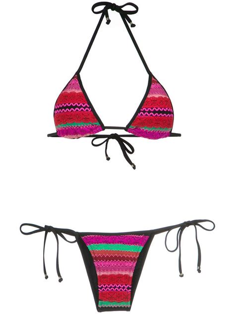 Amir Slama Panelled Triangle Bikini Set In Multicolour Modesens