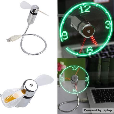 Free Shipping 2015 Hot Mini Usb Fan Time Clock Fan Withled