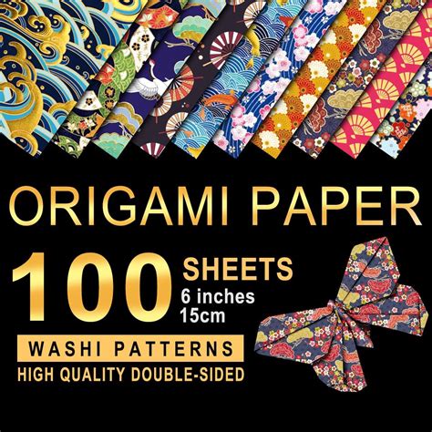 Paperkiddo Origami Paper 100 Sheets 10 Different Washi Pattern Double
