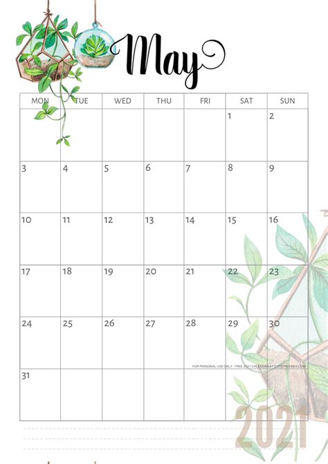Cute 2021 Printable Blank Calendars 13 Cute Free Printable Calendars