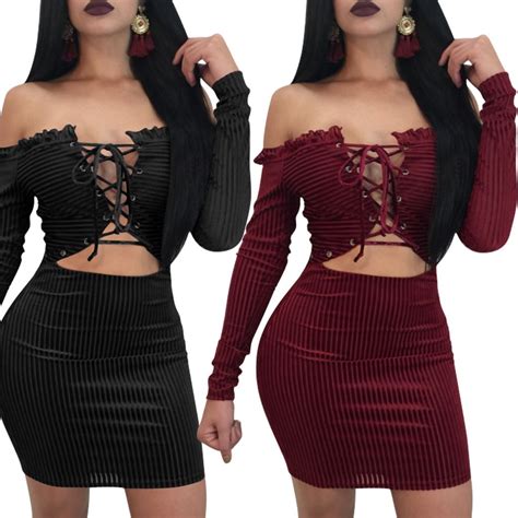 Women Long Sleeve Crop Top Mini Skirt Suits Club Night Out Party 2