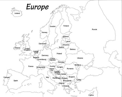 Outline Map Of Europe Printable Blank Map Of Europe Whatsanswer