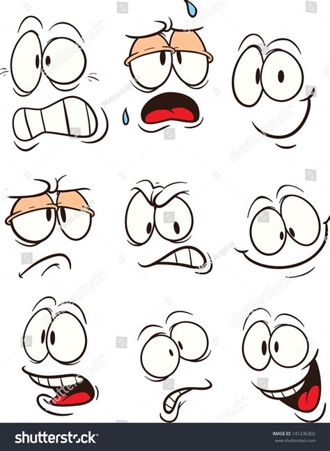 Cartoon Faces Vector Clip Art Illustration Each On A Separate Layer