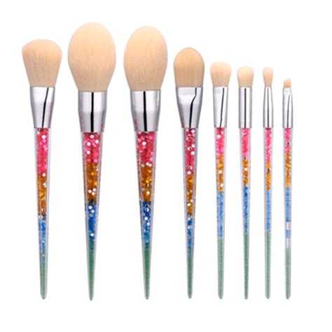 8pcs Makeup Brushes Set Glitter Rainbow Diamond Handle Powder Blush Foundation Eyeshadow Make Up