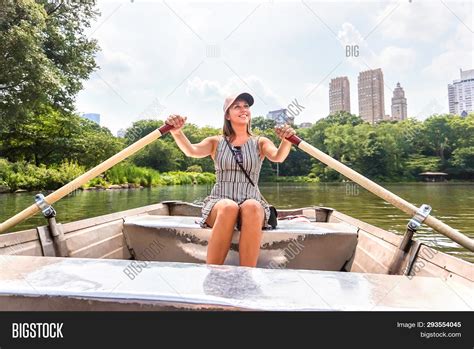 Woman Rowing Rowboat Image Photo Free Trial Bigstock