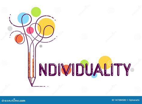 Individual Word With Pencil Instead Of Letter I Individuality And