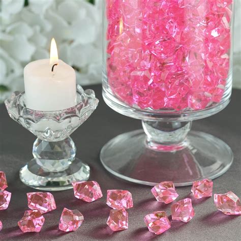 Efavormart 300 Pcs Pink Large Acrylic Ice Crystals Vase Fillers Table