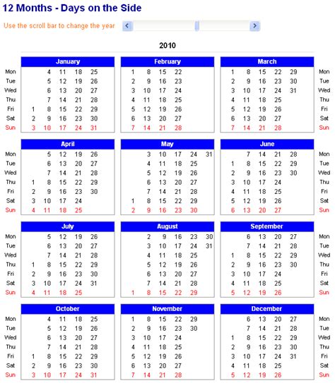 Image Of Adjustable And Printable Excel Calendar 12 Month Calendar
