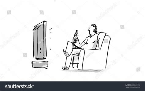 Man Watching Tv Cartoon Storyboard Project Stock Vector Royalty Free