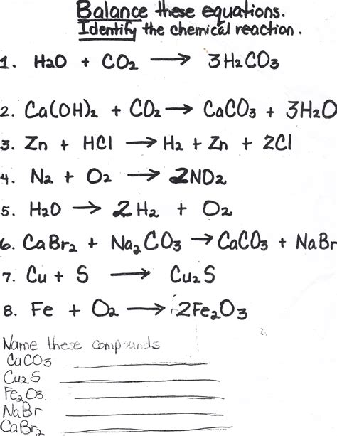 Balancing Chemical Equations Quizmo Answers Modeling Chemical