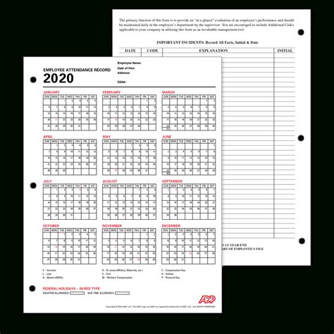 Catch 2020 Employee Attendance Calendar Printable Calendar Printables