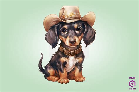 Cowboy Dachshund Dog Clipart Graphic By Quoteer · Creative Fabrica