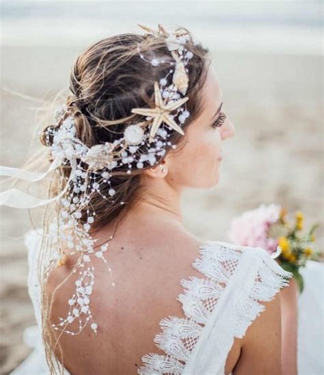 Her company, kylelynn weddings, serves beach brides throughout florida and the west coast. Beach Wedding Starfish And Pearl Wired Hair Vine, Nautical ...