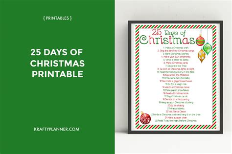 The 25 Days Of Christmas Printable Is Displayed In Front Of A Green And