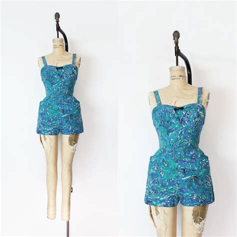 Vintage 50s Jantzen Swimsuit 1950s Playsuit 1950s Cotton Etsy