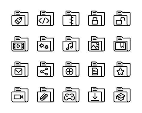 Set Of Folders Icons Thin Line Folders Icons Collection Set Of Folder