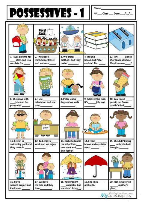Just read, think, and color! POSSESSIVE ADJECTIVES & PRONOUNS 1 worksheet - Free ESL printable worksheets made by teachers