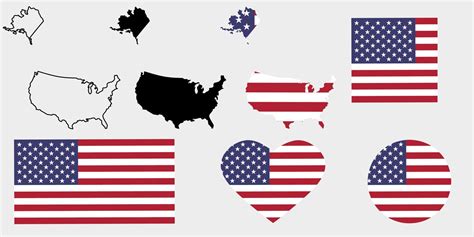 conjunto de ícones de bandeira do mapa dos estados unidos da américa 8132161 vetor no vecteezy