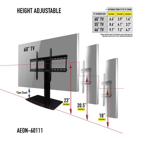 60 inches from floor to center of tv screen. AEON-60111 Universal Tabletop TV Stand | Swivel Height ...