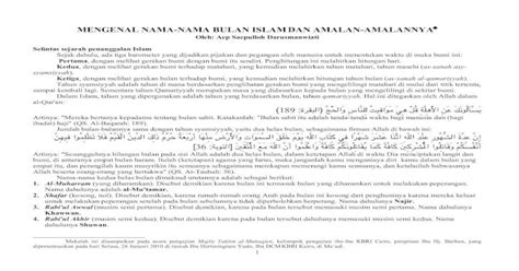 Mengenal Nama Nama Bulan Islam Dan Amalan Amalannya Pdf Document